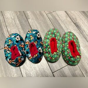 Two Pairs of Toddler Disney Grip Slippers
